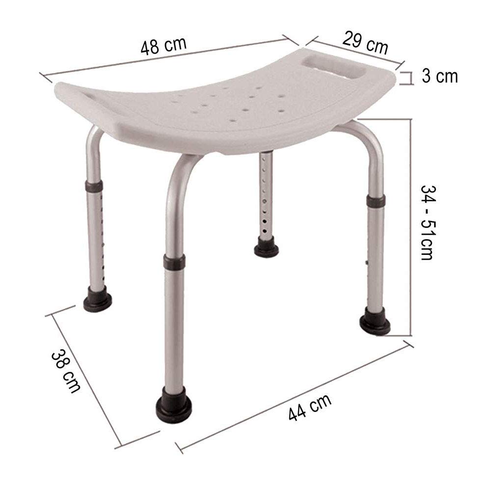 Banqueta de aluminio cuadrada para baño y ducha regulable en altura. Asiento fabricado en ABS lacado blanco máxima densidad. Para personas de movilidad reducida. Repuestos garantizados