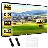 Beamer Leinwand 100 Zoll Faltbar, Tragbare Projektor Leinwand HD 4K mit Lichtundurchlässigem Material für Heimkino Home Cinema Outdoor Indoor Camping Party, Leicht & Anti-Falten (221x125cm)