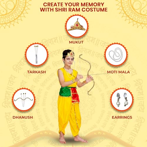 Image of Kaku Fancy Dresses Ramayan Costume for Kids | Infant Baby Ram Dress | Mata Sita /Seeta Costume | Hanuman Costume for Boys with Accessories