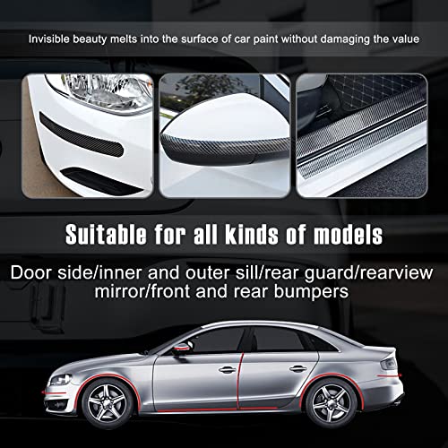 Jeseny 1 Pack Car Carbon Fiber Door Sill Strip, Car Door Edge Protection Anti-Stepping Sticker, 1.97" Diy Body Sealing Anti-Collision Film, For Most Car Decorative Strip (Carbon Fiber Black) #TOP2
