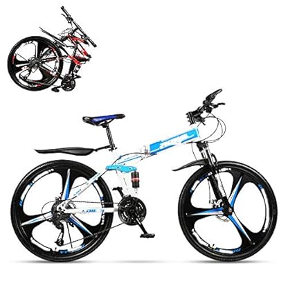 Zusammenklappbares Fahrrad für Erwachsene, 24-Zoll-Mountainbike mit variabler Geschwindigkeit, doppelter Stoßdämpfer für Männer und Frauen, Doppelscheibenbremsen, 21/24/27/30 Geschwindigkeit Optiona