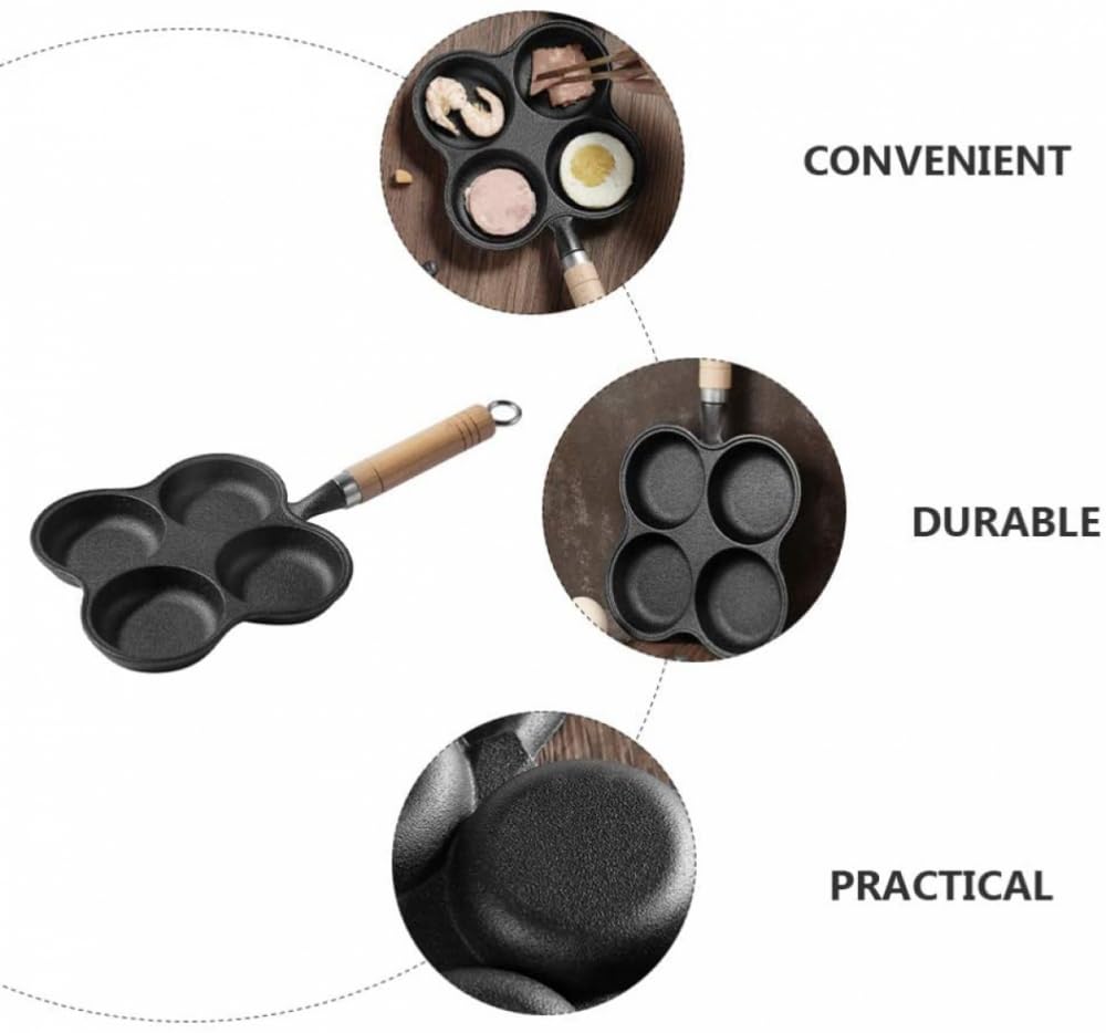 Poêle à œufs 4 tasses poêle à œufs moule frit antiadhésif multi-œufs casserole avec poignée antidérapante omelette pour petit déjeuner œuf crêpes