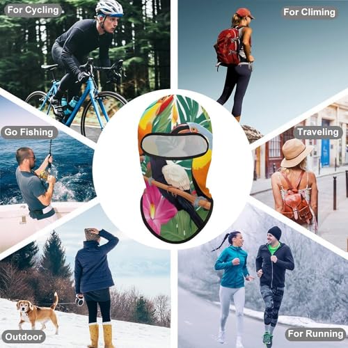 Balaclava con estampado de aves tropicales y hojas de planta para hombre y mujer, máscara facial protectora contra el sol, transpirable y de cobertura total para senderismo, ciclismo, carrera y conducción miniatura 6