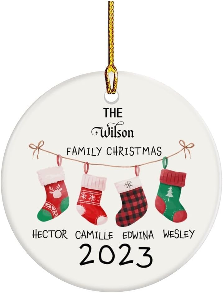 Personalized Family Of 4 Christmas Ornaments 