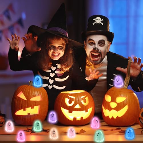 Image of 60pcs Halloween Mini Ghosts Figures Luminous Tiny Resin Ghosts Figures Hide Glow in The Dark Statue for Halloween Party Favors Dollhouse Decorations