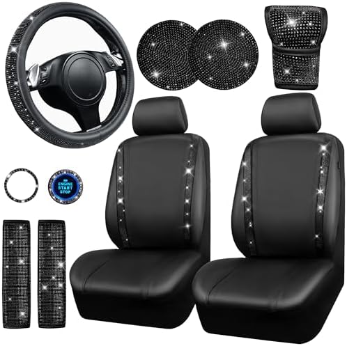 Bling Shiny Rhinestone 2pcs Car Steering Wheel Cover Easy Wrap Non Slip - Foto 11