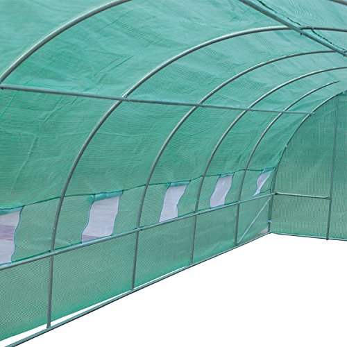 Foto von Outsunny Foliengewächshaus Tomatengewächshaus Treibhaus Folientunnel Frühbeet mit Fenster Grün 800 x 300 x 200 cm