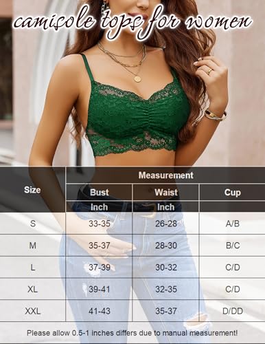 Image of Avidlove Lace Bralette for Women V Neck Cami Tank Y2k Camisoles Adjustable Spaghetti Strap Crop Top Non Padded