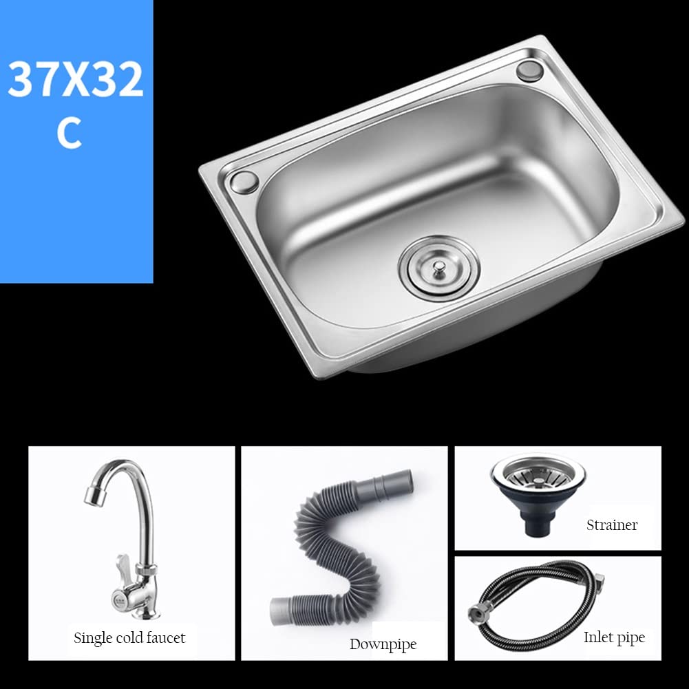Lavello da Cucina Piccolo, Ciotola Singola Lavello in Acciaio Inossidabile Camper Camper per Installazione Sottotop E Incasso Scolapiatti Reversibile con Clip per Tubi di Scarico
