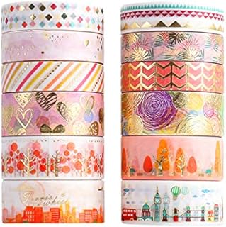 12 Rolls Washi Tape Set, Floral or Starry Sky Tape Decorative Masking Tapes, Pocket Stickers for DIY, Arts Craft, Gift Wrapping Decoration, Party Decoration, Bullet Journal (Flower)