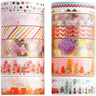 12 Rolls Washi Tape Set, Floral or Starry Sky Tape Decorative Masking Tapes, Pocket Stickers for DIY, Arts Craft, Gift Wrapping Decoration, Party Decoration, Bullet Journal (Flower)