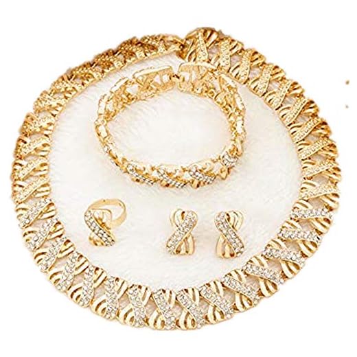Liffly Nigeria Jewelry Sets for Women Africa Beads Jewelry Set Dubai Gold Wedding Bridal Fashion Jewelry Sets Womens Accessories, Choker Necklace 16 inch