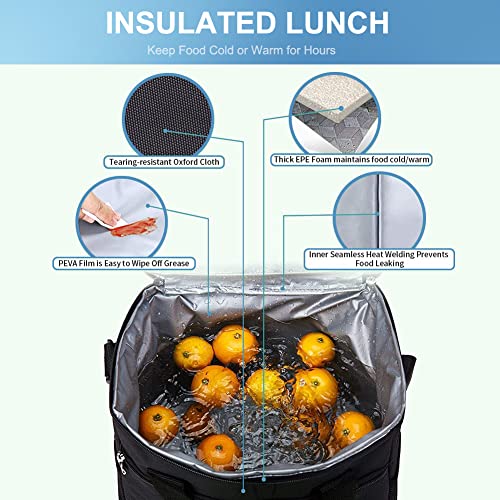Iknoe Large Cooler Bag Collapsible 24 Can Insulated Bags Leakproof Lunch Cooler Tote With Multi-Pockets For Adult Insulated Thermal Bag For Beach, Picnic, Office Work (New Black) #TOP3