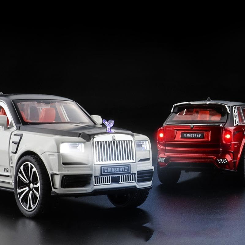 Image of Scale 1:32 Rolls Royce Masory - White Alloy Diecast Pullback Metal Car Toy with Sound Light & Opening Doors - Best Gift Toy for Kids