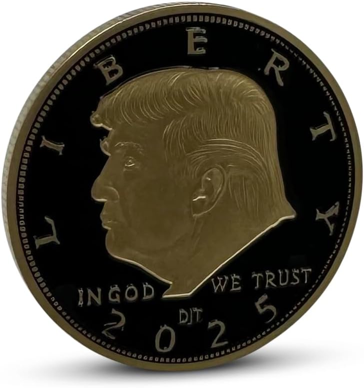 Donald Trump Black & Gold Coin 2025 with Certificate of Authenticity, President Coin, Trump Coin Collectors, 24kt Gold Plated with Black Inlay, 38mm x 2mm 2025 Black & Gold Eagle