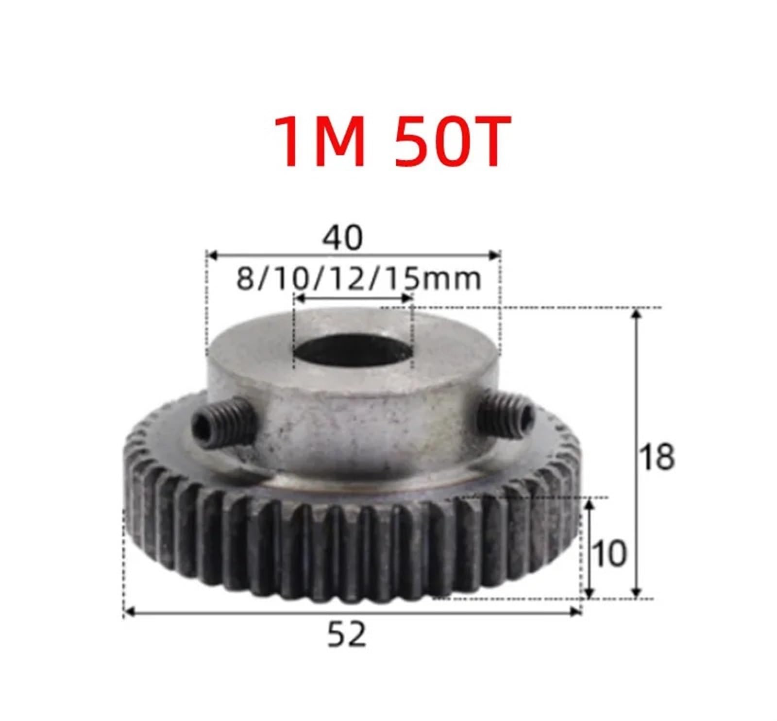 Bevel Gear Pinion Hardware Mechanical 1pcs 1M50T Spur Gear Bore 8mm 1 Mod 50 Teeth Motor Gear Low Steel Metal Gear for Motor(1pc 1M 50 Teeth)