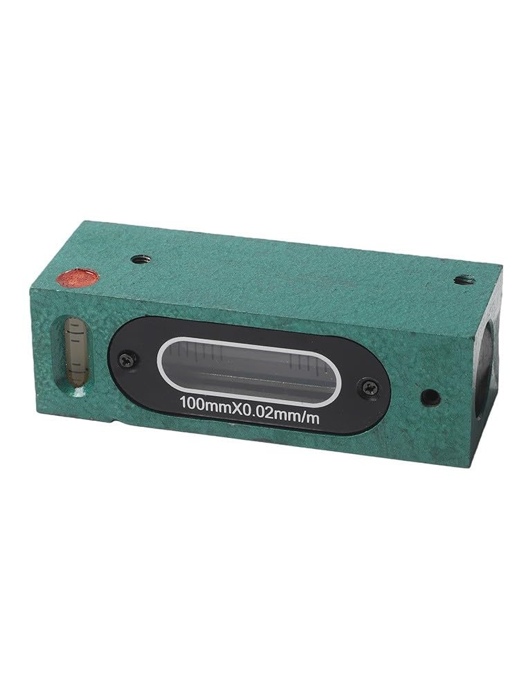 Nivel de burbuja de precisión de 100 mm con resolución de 0,02 mm de acero para maquinaria industrial, base de ranura en V y caja de madera para ingenieros y talleres