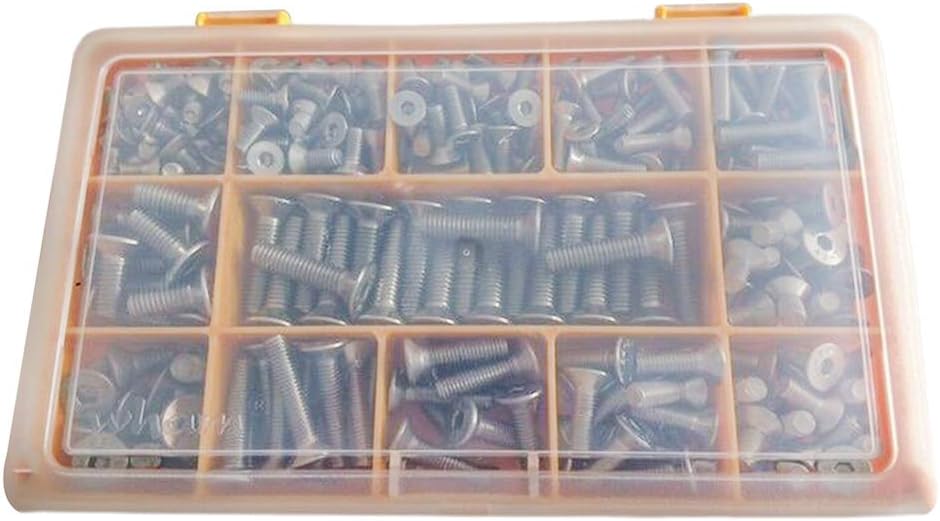 260pcs Socket Screws Hex Head Bolt Nuts Assortment Kit Set,Stainless Steel M4 M5 M6 Thread Size,Full Thread Countersunk Head Allen Hex Drive