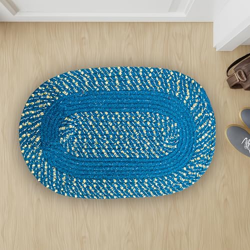 Image of Cotton Oval Doormat Outdoor|Handmade Cotton Doormat | Quick Dry, Washable Door Mat for Home, Bathroom & Bedroom (33X53 CM)(S-3)