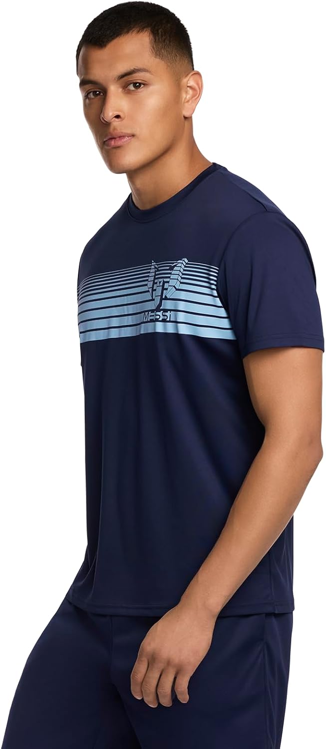 Messi mens Chest Stripe Logo Tee, Lifestyle Short Sleeve T-shirt, Standard Fit With Graphic - Image 3
