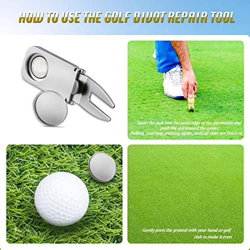 Lenwen 3 Pcs Magnetic Golf Divot Tool 3 in 1 Golf Cart Holder with Marker for Golfing Accessories, Gift for Man - Image 5