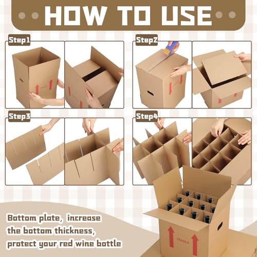 Image of Tatuo 10 Pack Wine Box for Moving, 12 Bottle, with Divider, 16 x 12 x 12 in | Liquor Shipping Packing Box Bulk, Corrugated Cardboard, Reinforced Bottom, Break Resistant, Heavy Duty, Cellar Storage
