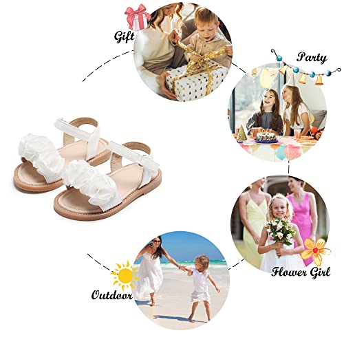 Felix & Flora Toddler Girl White Sandals Size 9 - Easter Flower Girl Dress Shoes Open Toe Little Kid Summer Flats #TOP4