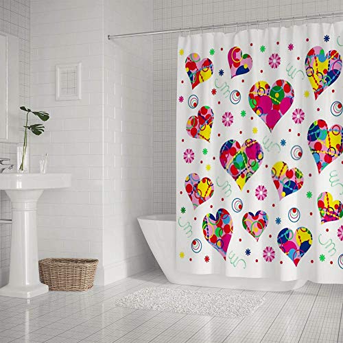 Rideau de douche imperméable en polyester résistant avec motif abstrait romantique
