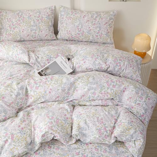 Image of Botanical Floral Comforter Set Full Size Aesthetic Cottagecore Bedding Set | Coquette Birds Flowers Pattern Comforter Soft Lightweight Bedding Comforter with 2 Pillowcases for All Season