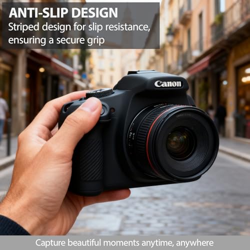 Image of Case for Canon EOS Rebel T7 Rebel T6 Camera, Soft Silicone Rubber Protective Camera Case Cover Accessories, Lightweight, Anti-Scratch with Button Marking for EOS Rebel T7 T6 (Black)