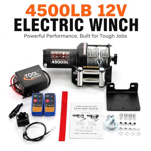 Winche eléctrico impermeable 4500 lbs, 12V DC con control remoto miniatura 4