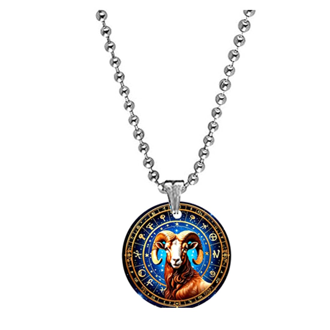 Zodiac Sign Aries Bead Chain Brown Acrylic Pendant for Men Women, Aries Horoscope Zodiac Symbol, Lightweight Acrylic Charm with Bead Chain, Astrology Gift-image-43