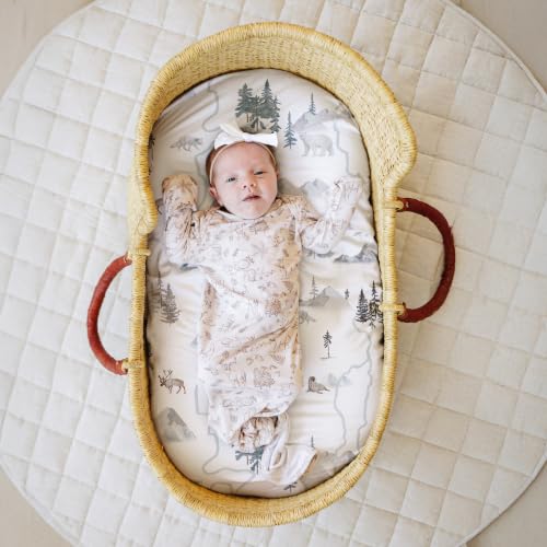 Image of Baby Bassinet Sheets for Boy, Girl (Arctic Journey) 2-Pack - Fitted Bedside Bassinet Sheets - Buttery Soft Cotton Blend for Standard Mattress Pad - Compatible with Halo BassiNest