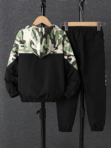 OYOANGLE Boy's 2 Piece Camo Print Long Sleeve Zipper Hoodie Jacket and Elastic Waist Jogger Pants Set Tracksuit2