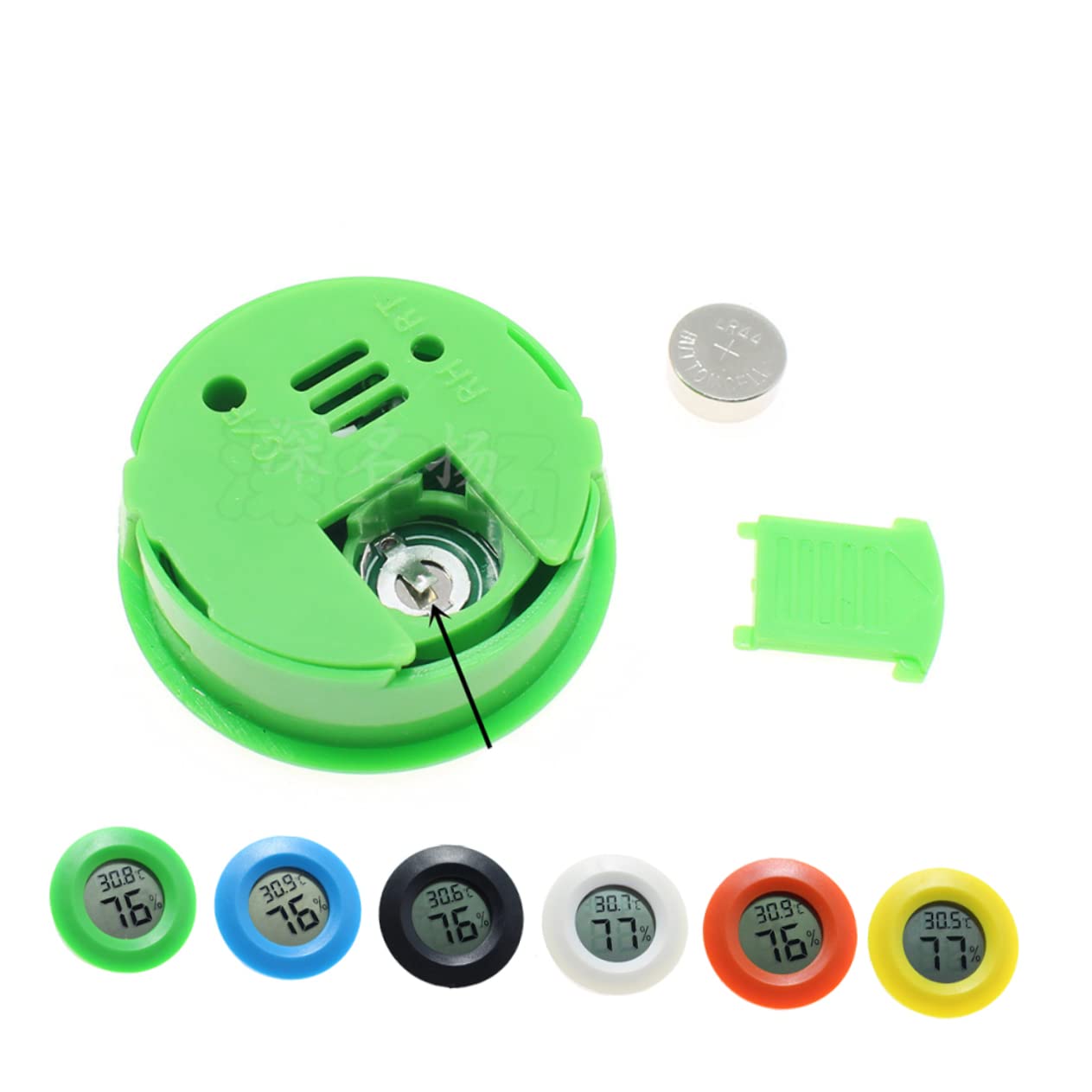 Abaodam Digital Thermometer Hygrometer for Reptile Box Round Shaped Temperature Humidity Compact for Home Office and Pet Environments Green