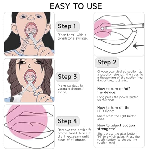 Image of Oral Cleaning Kit - Vacuum Tonsil Stone Removal Kit With 3 Suction Modes Oral Irrigator, Fight Bad Breath, Built-in LED Light & Magnifying Mirror for Effective Tonsil Stone Removal & Bad Breath Relief