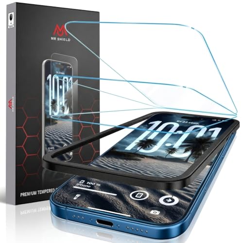 Image of Mr.Shield Screen Protector for iPhone 16 Plus and 15 Plus, 9H Hardness Tempered Glass Screen Guard, Military Grade Shatterproof, Easy Installation Tray, HD Clarity, Case-Friendly [2 Pack]
