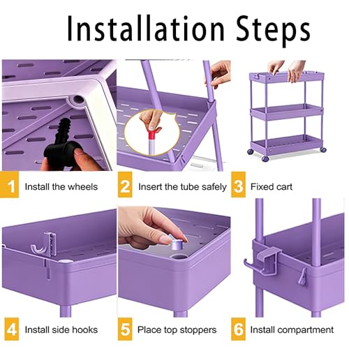 Image of SPACELEAD 2-piece Set Slim Storage Cart 3 Tier,Bathroom Organizer Rolling Utility,Mobile Shelving Unit Slide Out for Office, Kitchen, Laundry Room & Narrow Places
