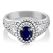Gem Stone King Blue Sapphire 925 Sterling Silver Gemstone Birthstone Women's Ring 1.41 cttw, Center Stone: 6x4mm (Available 5,6,7,8,9)