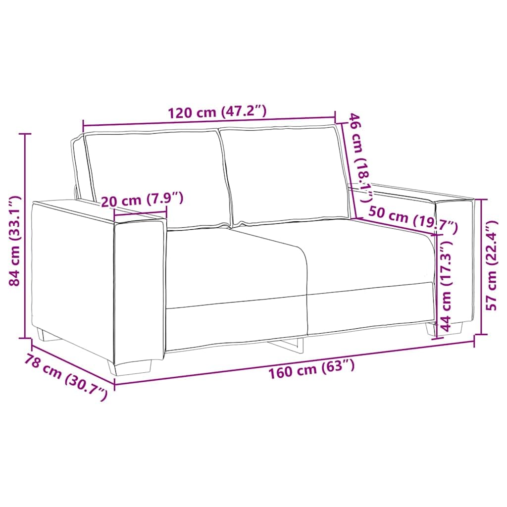 vidaXL Divano a 2 posti Nero 160x78x84 cm Tessuto
