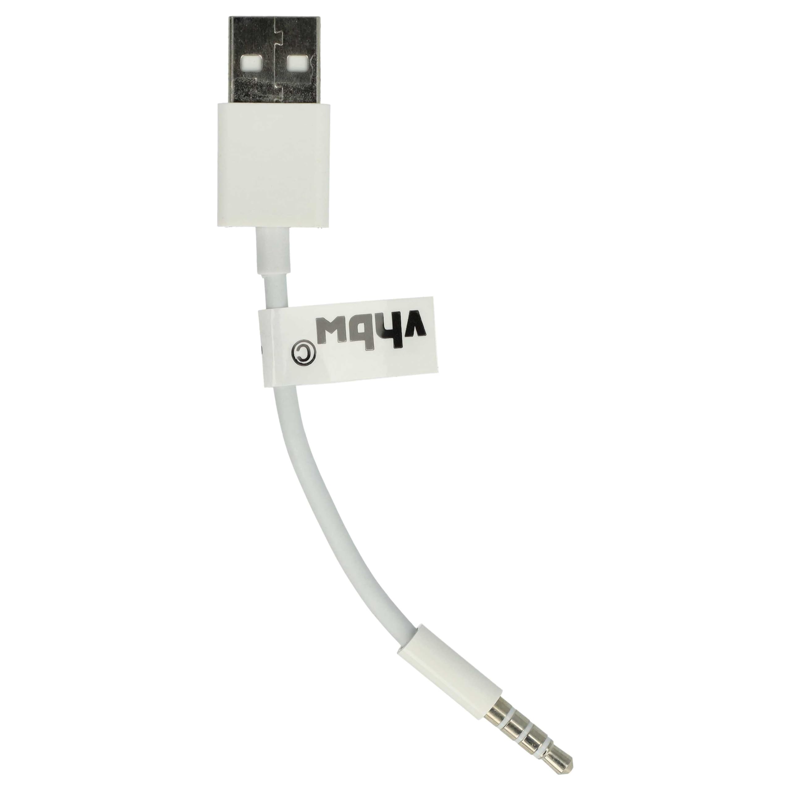 vhbw Kabel USB do ładowania danych kompatybilny z Apple IPod Shuffle 3G, odtwarzacz MP3 2G, biały, 10 cm