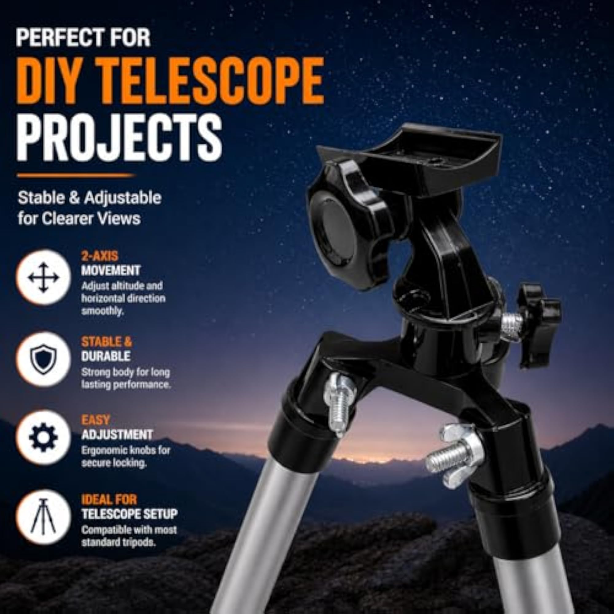 2AXIS Mount for DIY Telescope Tripod