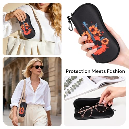 Image of Sunglasses Case with Belt Clip, Ultra Light Neoprene Zipper Soft Padded Glasses Case for Women Men