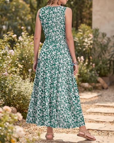 Image of AUSELILY Womens Maxi Dress Summer Sleeveless Wrap Long Dresses with Pockets | V-Neck Wrap Sleeveless Sundress, fits formal, casual, beach, vacation & daily wear