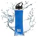 GO Active Insulated Water Bottle with Straw. Stainless Steel Double Wall Sport Bottle Featuring ActiveLock Thermal Vacuum Keeps ice Over 24 Hours! Durable, Portable (ActiveGrip Cool Blue, 24 oz)