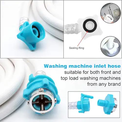 Image of PARDZWORLD 4m Extra Long Washing Machine Inlet Pipe Heavy Duty Flexible PVC Water Inflow Hose with Leak-Proof Tap Connectors for Fully Automatic Top & Front Load Washing Machines