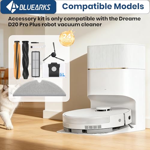 Image of 24 Pack D20 Pro Plus Accessories Kit,Only Compatible with Dreame D20 Pro Plus Robot Vacuum,2 Main Brush,4 Mop Pads,4 HEPA Filter,6 Side Brush,6 Dust Bags【Not for D20 Plus】