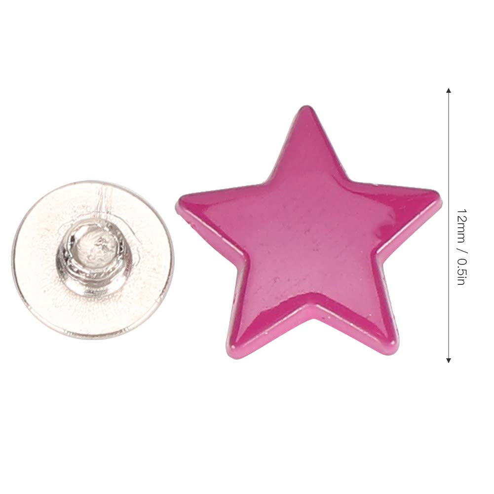 Sternförmiges Nietenset, 50 Stück, 12 Mm, Flache Kleidungsniete, Rostfreier Nietknopf aus Zinklegierung Mit Schraube, Für Ledertaschen, Schuhe, Kleidung(Lila Farbe)