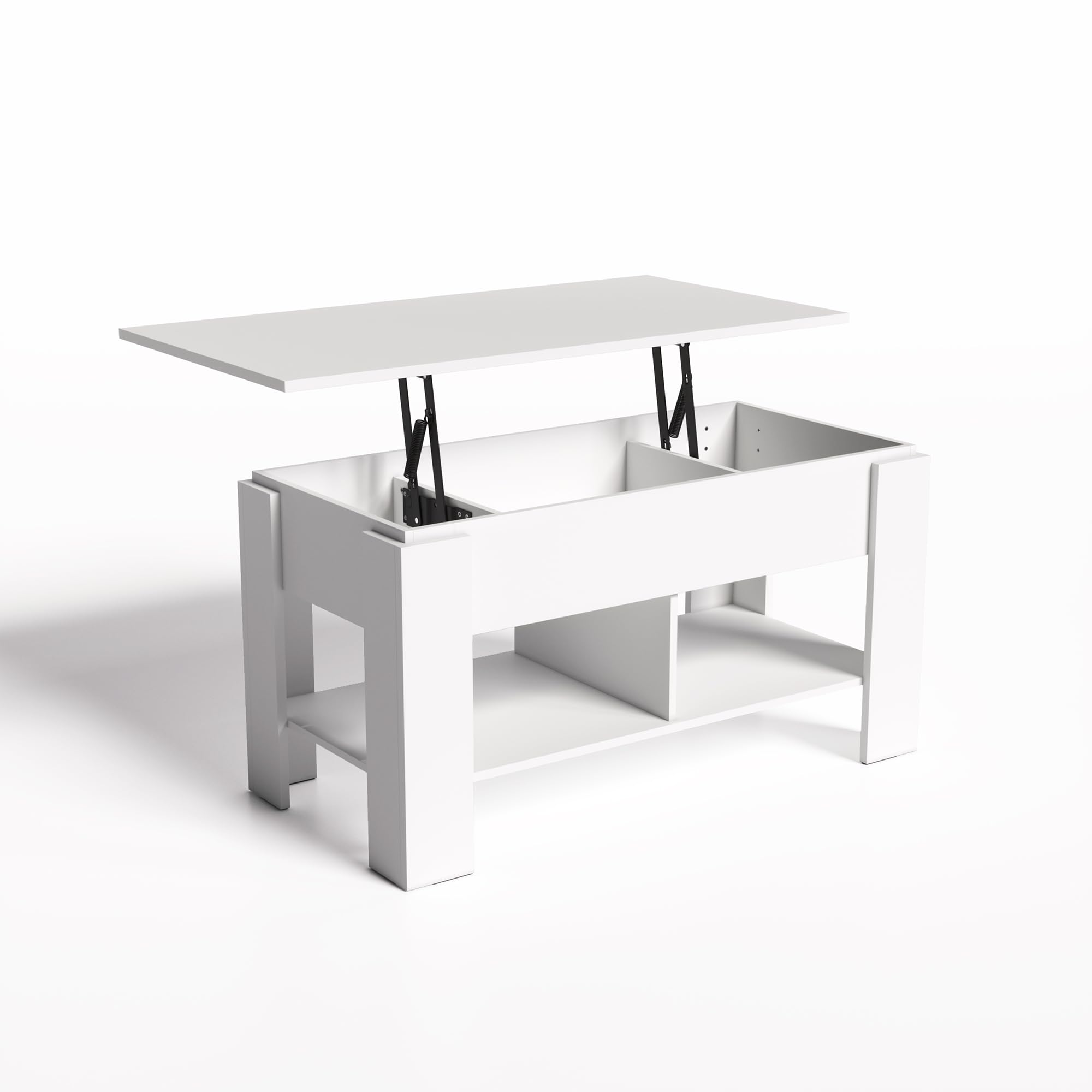 FurnitureR Tavolino da salotto con piano di sollevamento, tavolino regolabile in altezza, tavolino da salotto, tavolino da divano allungabile, con vano portaoggetti nascosto, in legno, tavolo