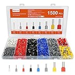 flintronic 1500Pcs Wire Ferrules kit, Electrical Connectors, Wire Terminal Ferrules Crimp Connector, Insulated Cord Pin End Terminal Great Assortment Ferrules Kit with Portable Box